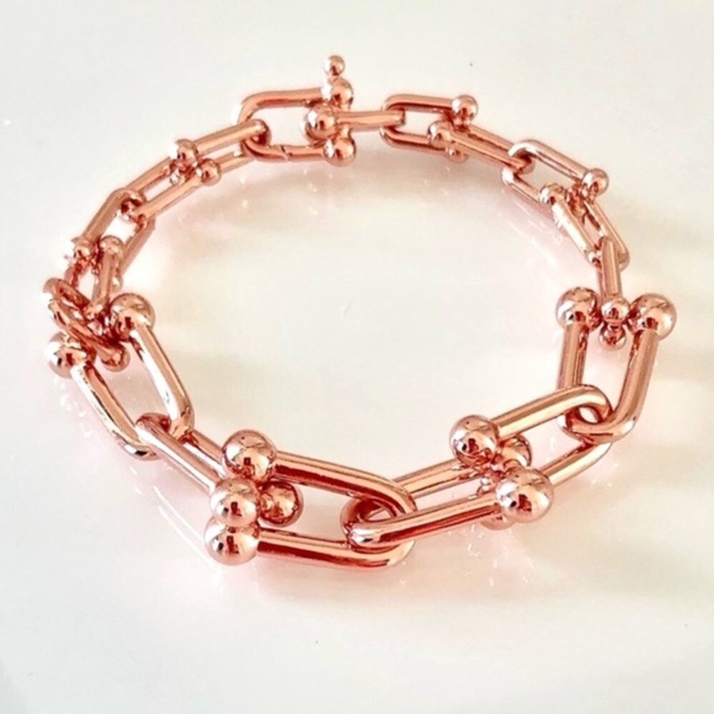 Rose Gold Hardware Graduated Link U Chain Bracelet